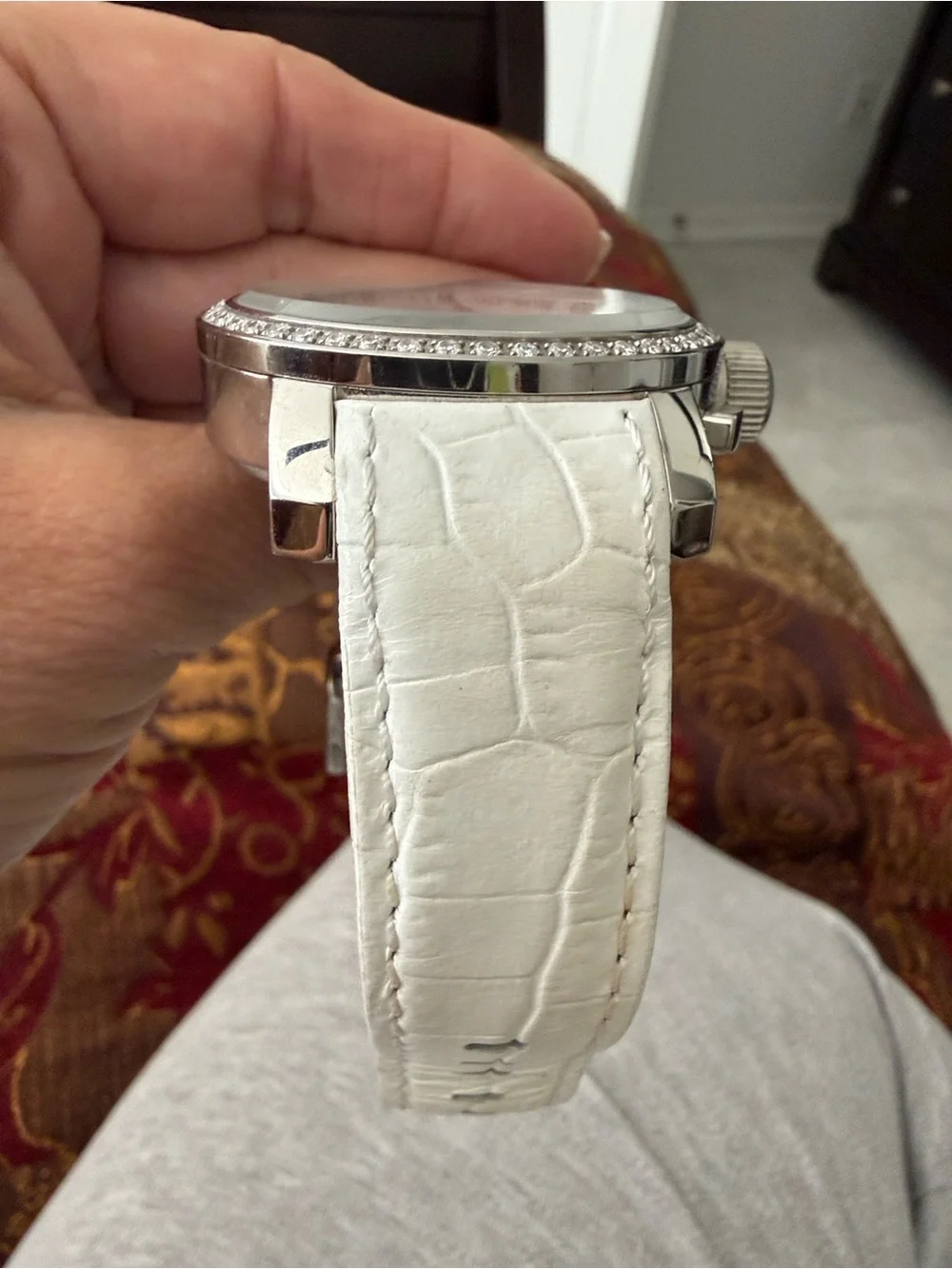 TW Steel Women's White Diamond  Bezel Mother of Pearl Chronograph Watch